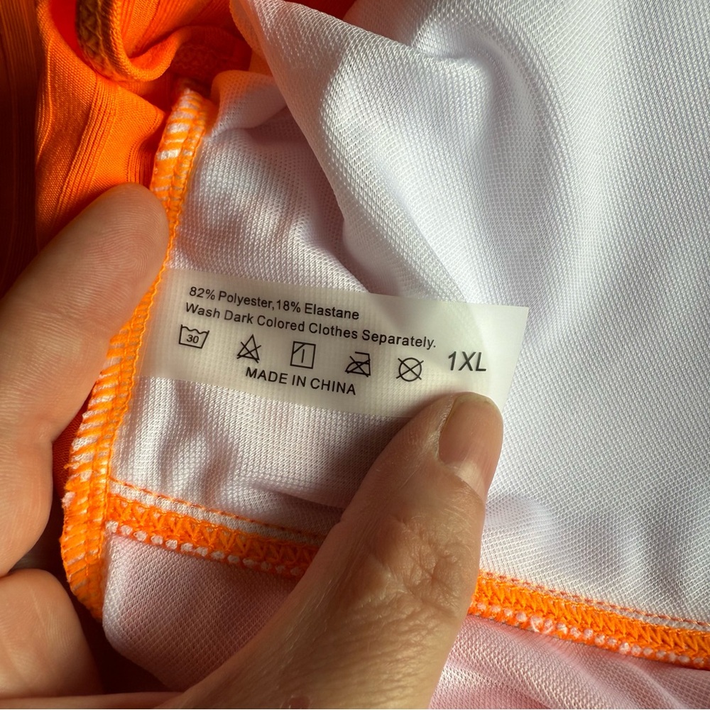 Bright Orange Ribbed Bikini Set - Picture 4 of 8